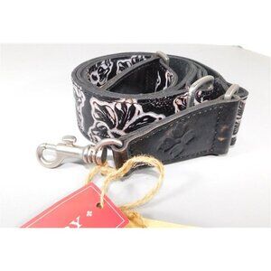 7/975 Patricia Nash Italian Leather Black Tuscan Bag/Guitar Strap 47 inch